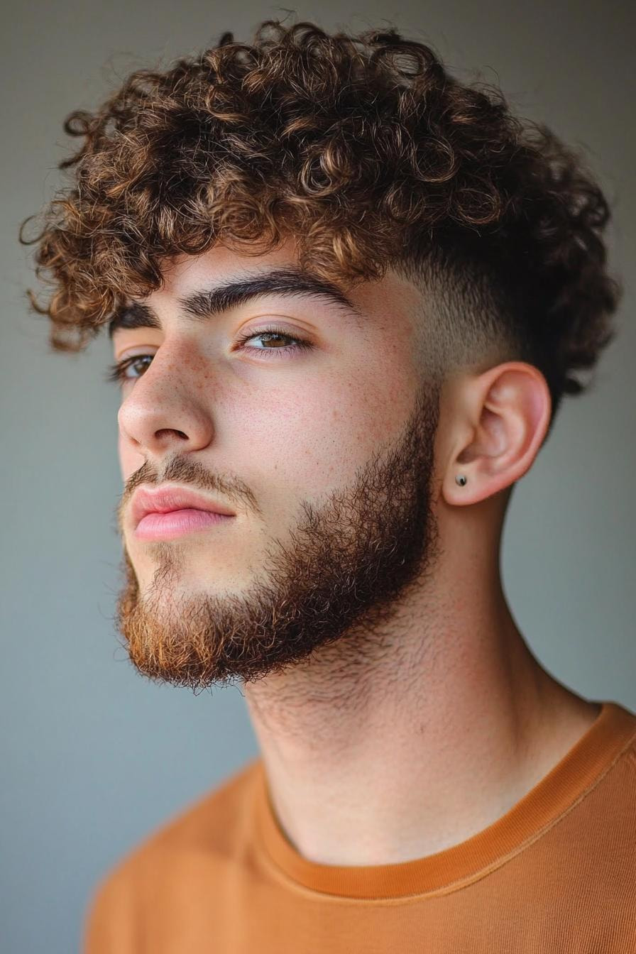 Curly Hair Modern Beard