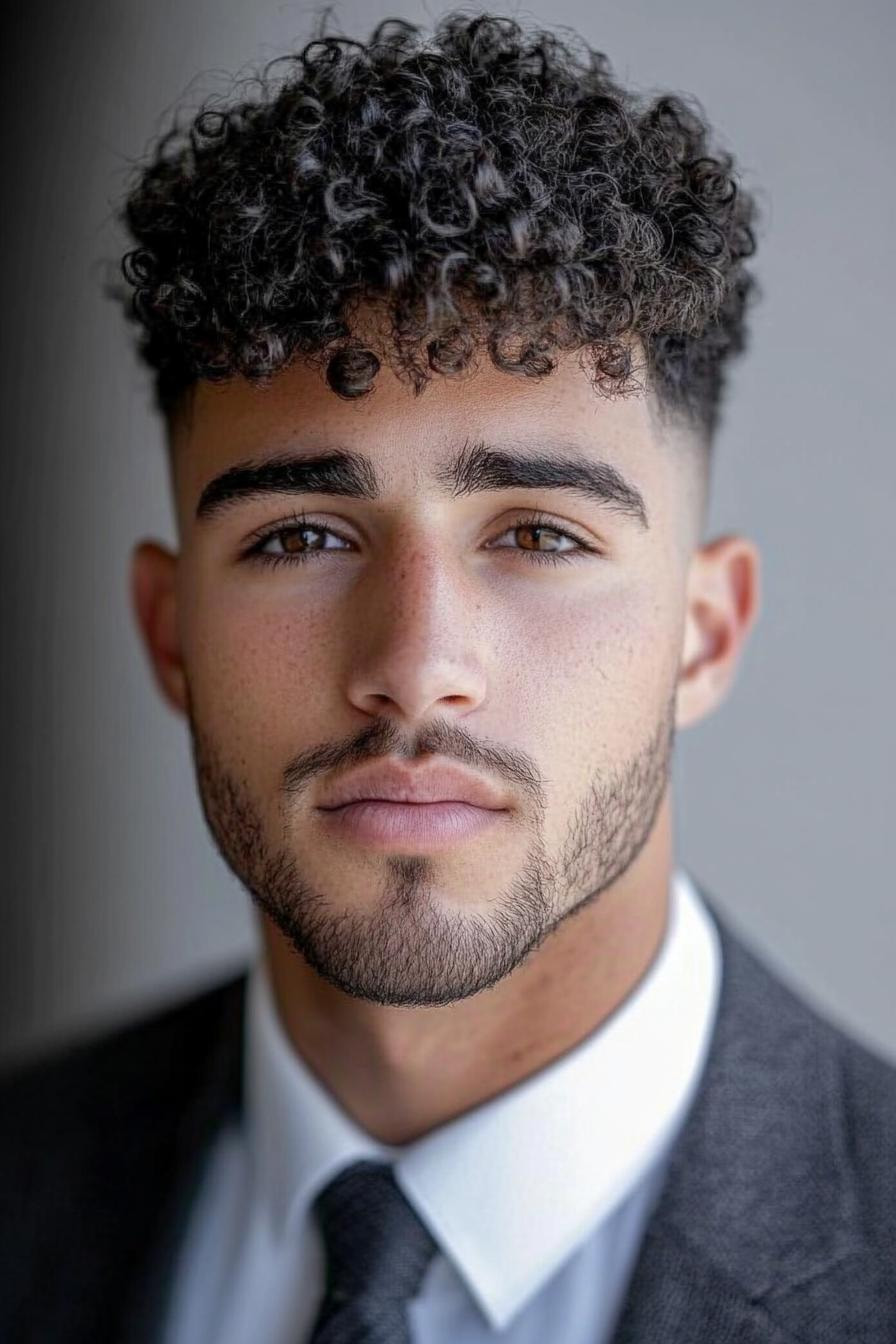 Curly Top Mid Fade