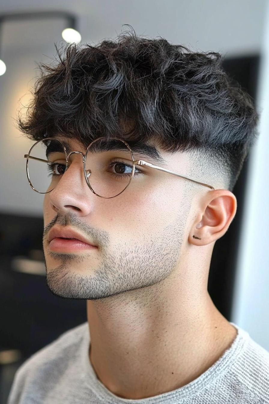 Wavy Bangs Mid Fade