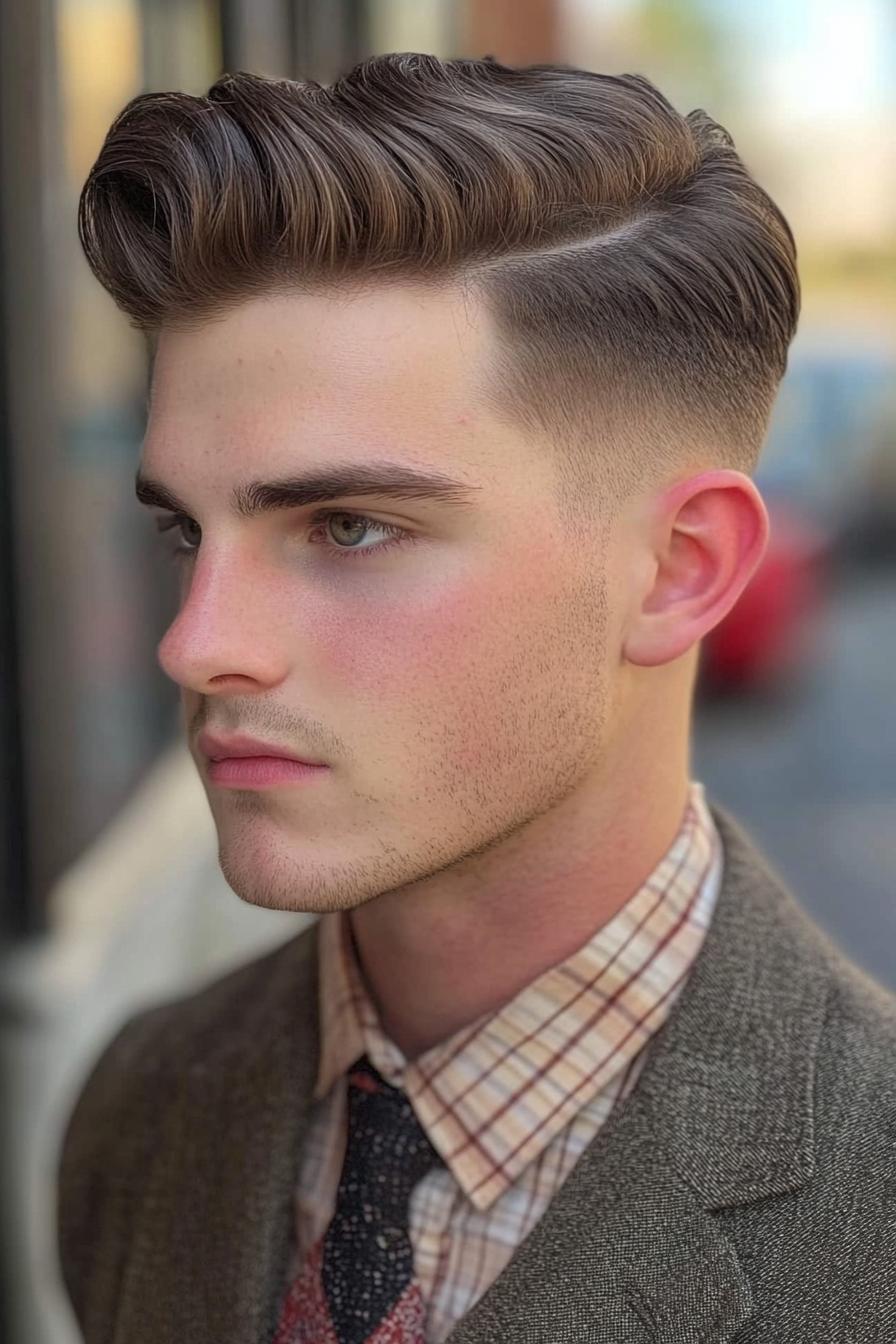 Classic Comb-Over Mid Fade