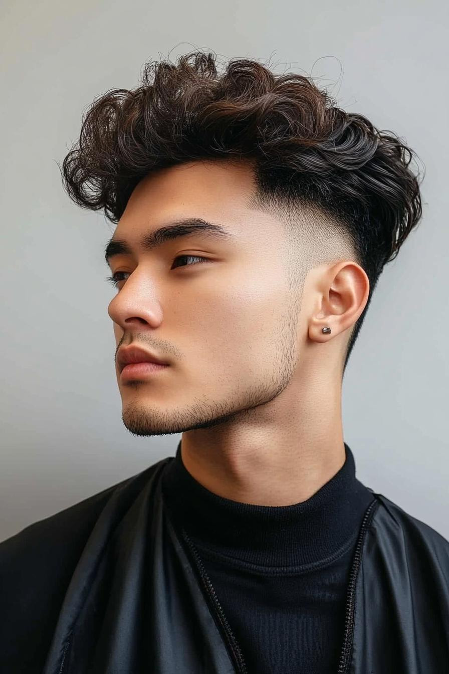 Textured Curls with Clean Fade