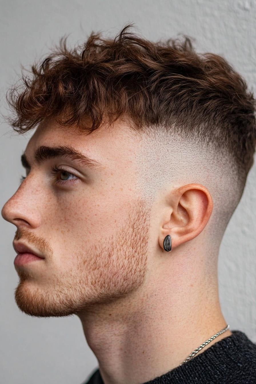 Textured Curls with High Fade