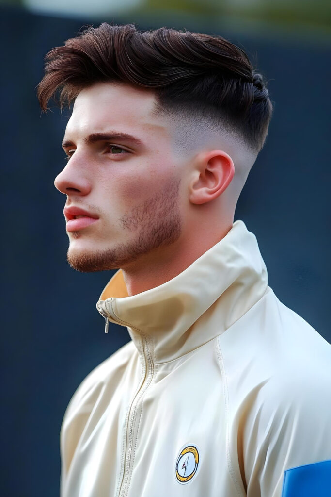 textured quiff with mid fade