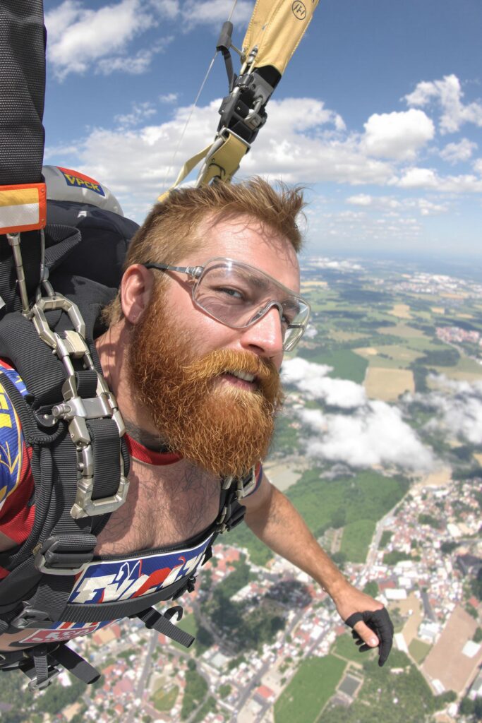 fearless plunge above countryside