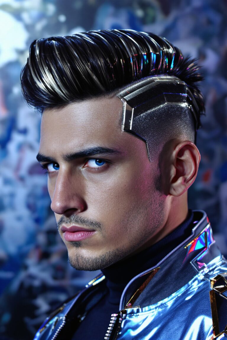 futuristic metallic hair art
