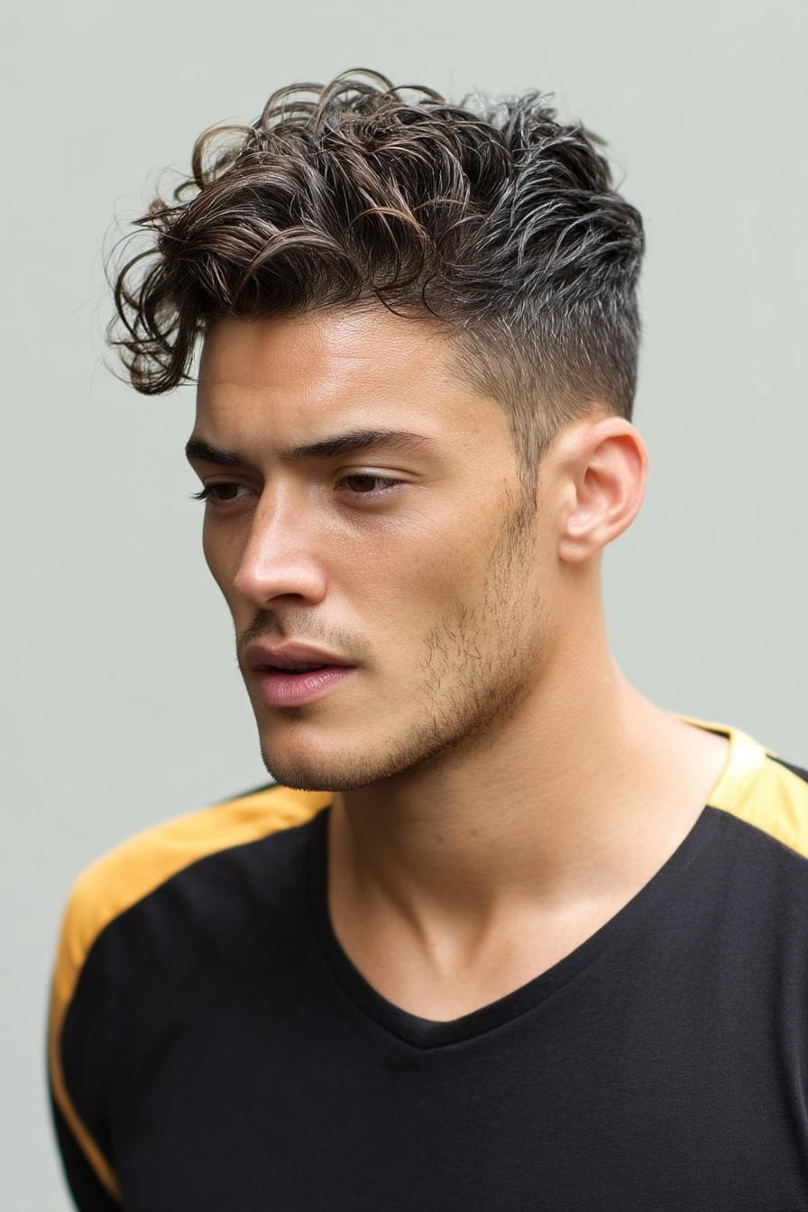 Messy Curls Sharp Sides