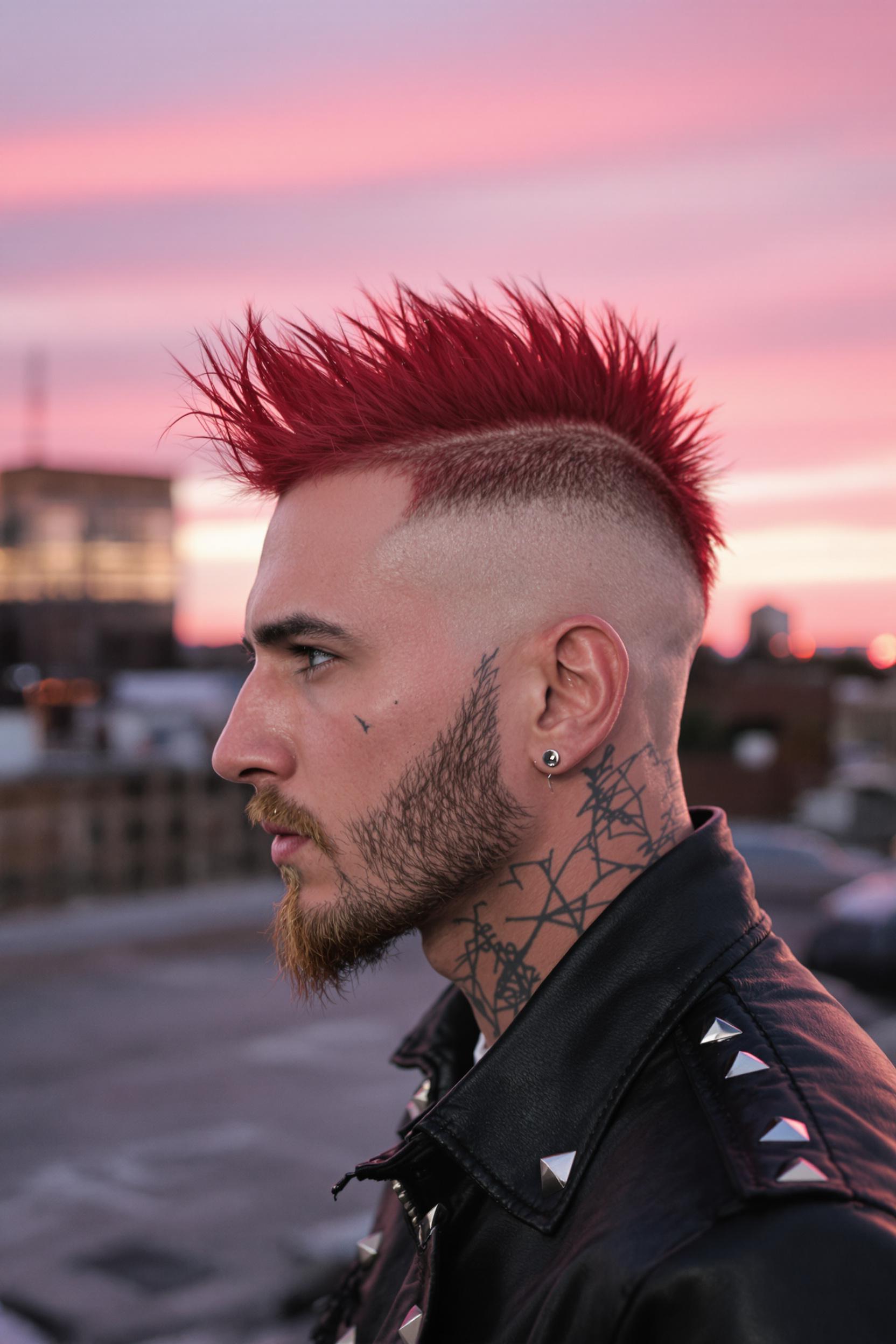 Bold Red Mohawk Style