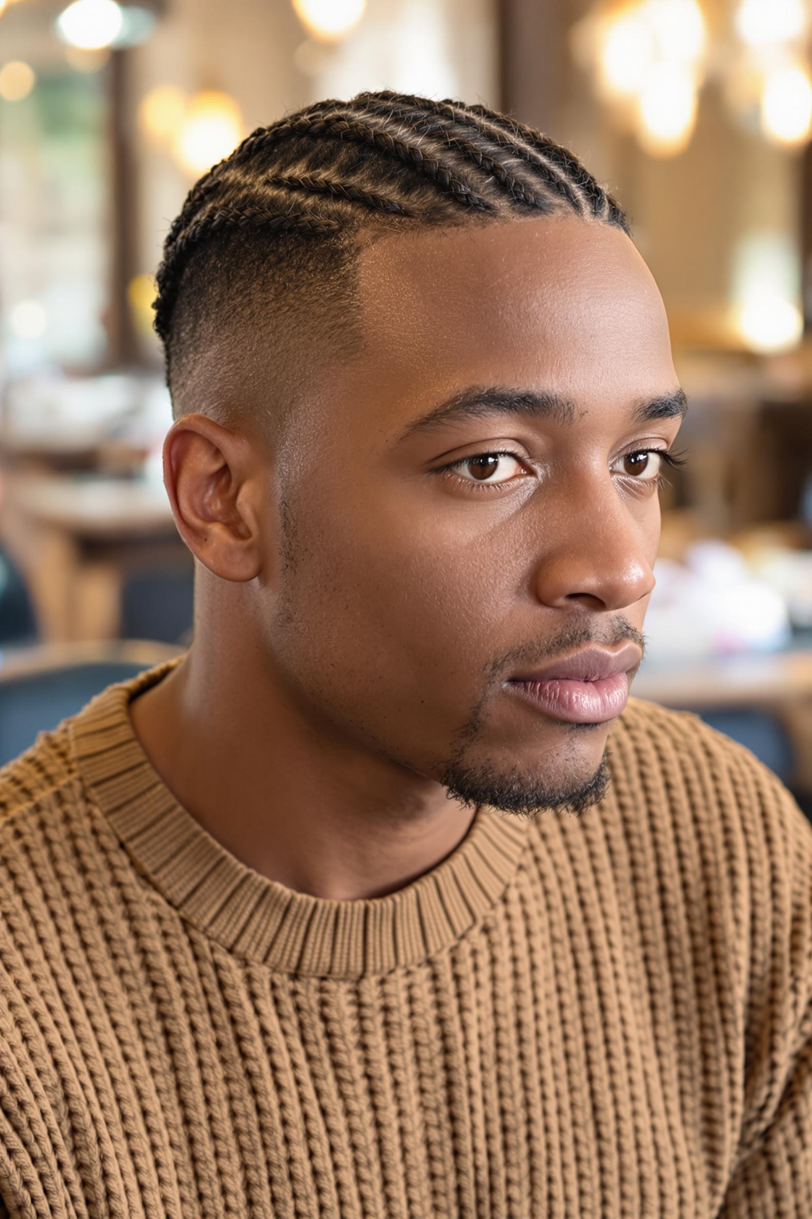 Braided Cornrows with Fade