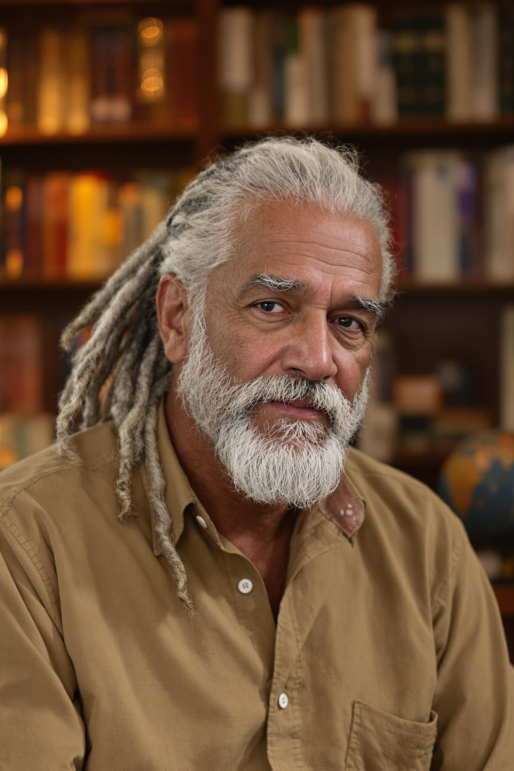 Gray Dreadlocks and Beard