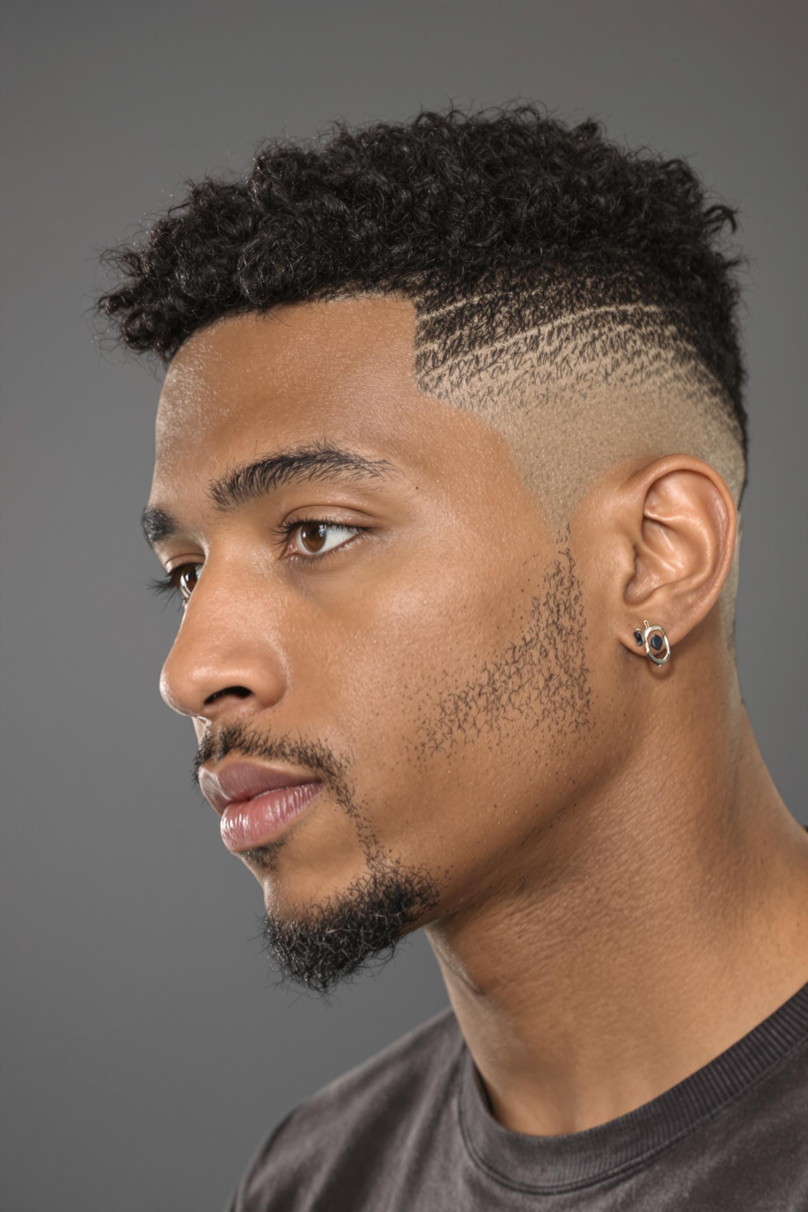 Textured Curls and Sharp Fade