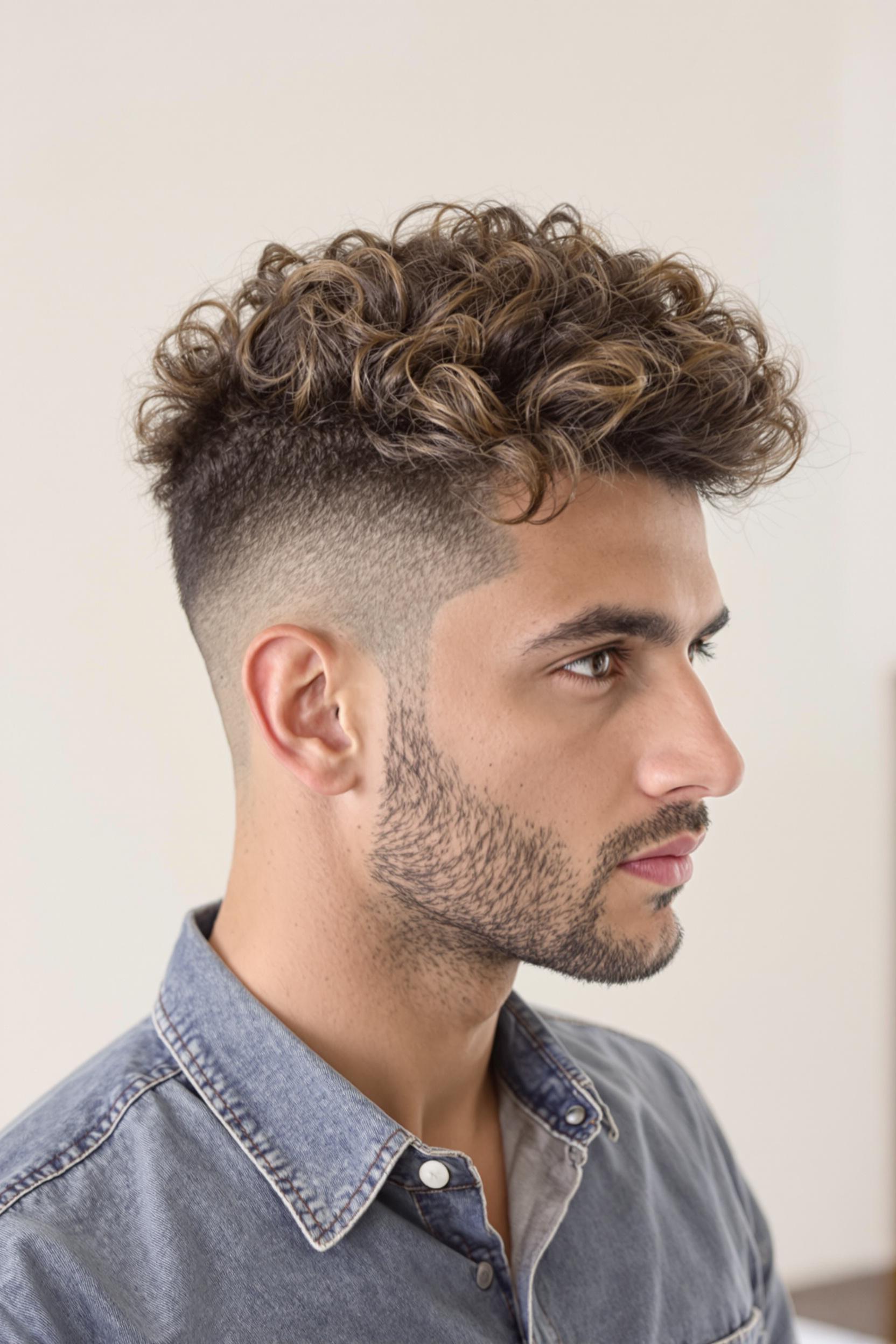 Bold Curls Crisp Fade