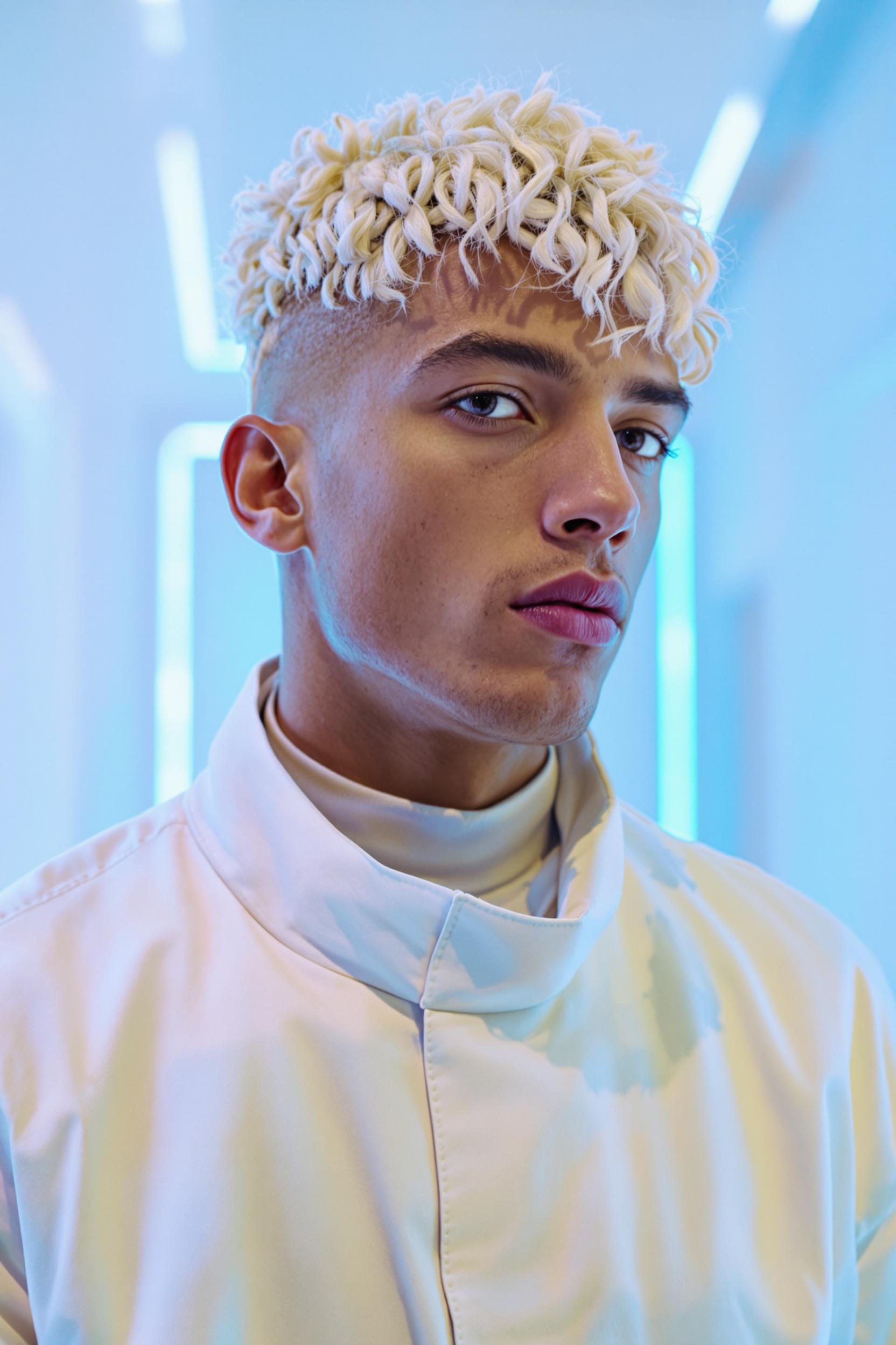 Platinum Curls Fresh Fade