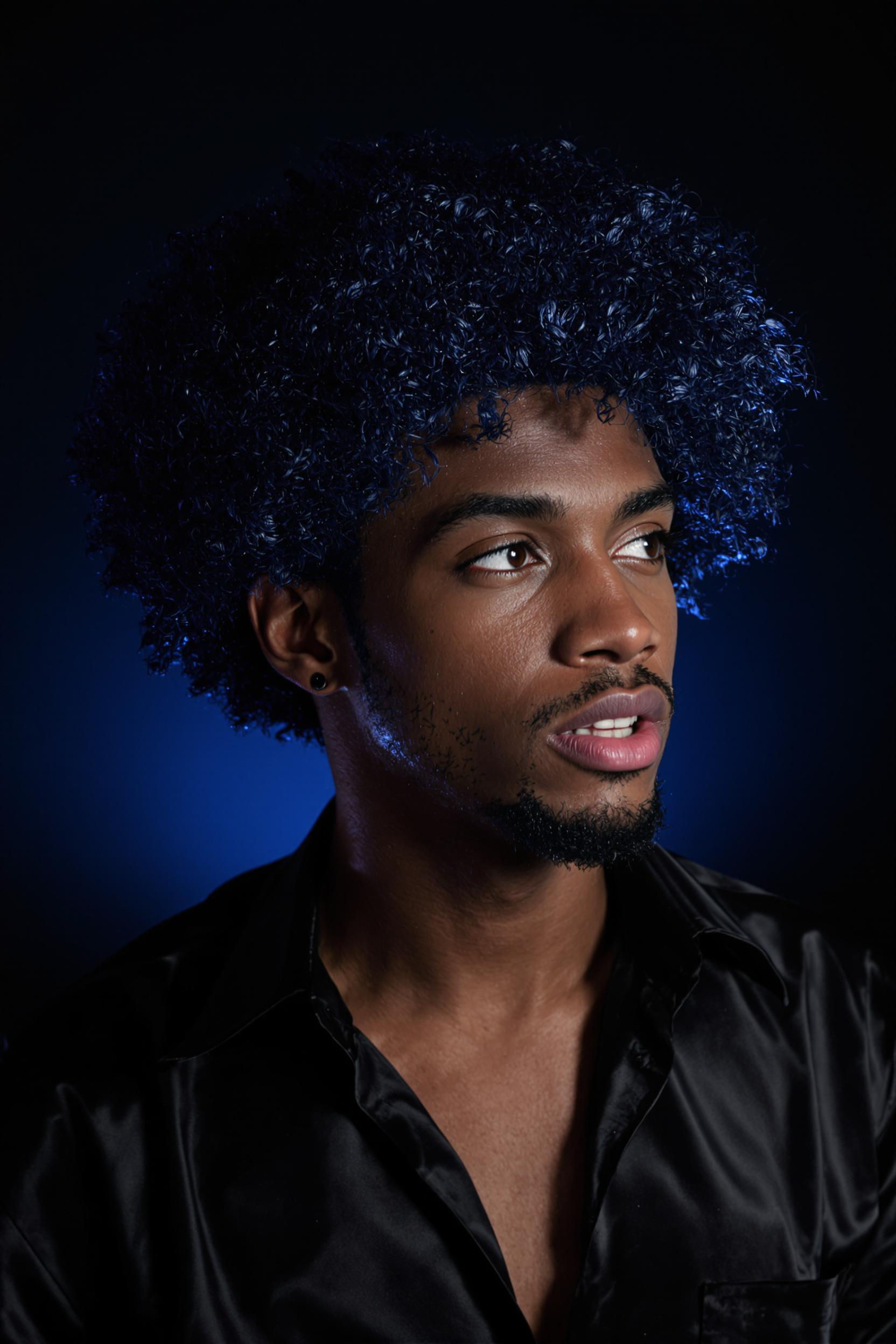 Vibrant Blue Afro Brilliance