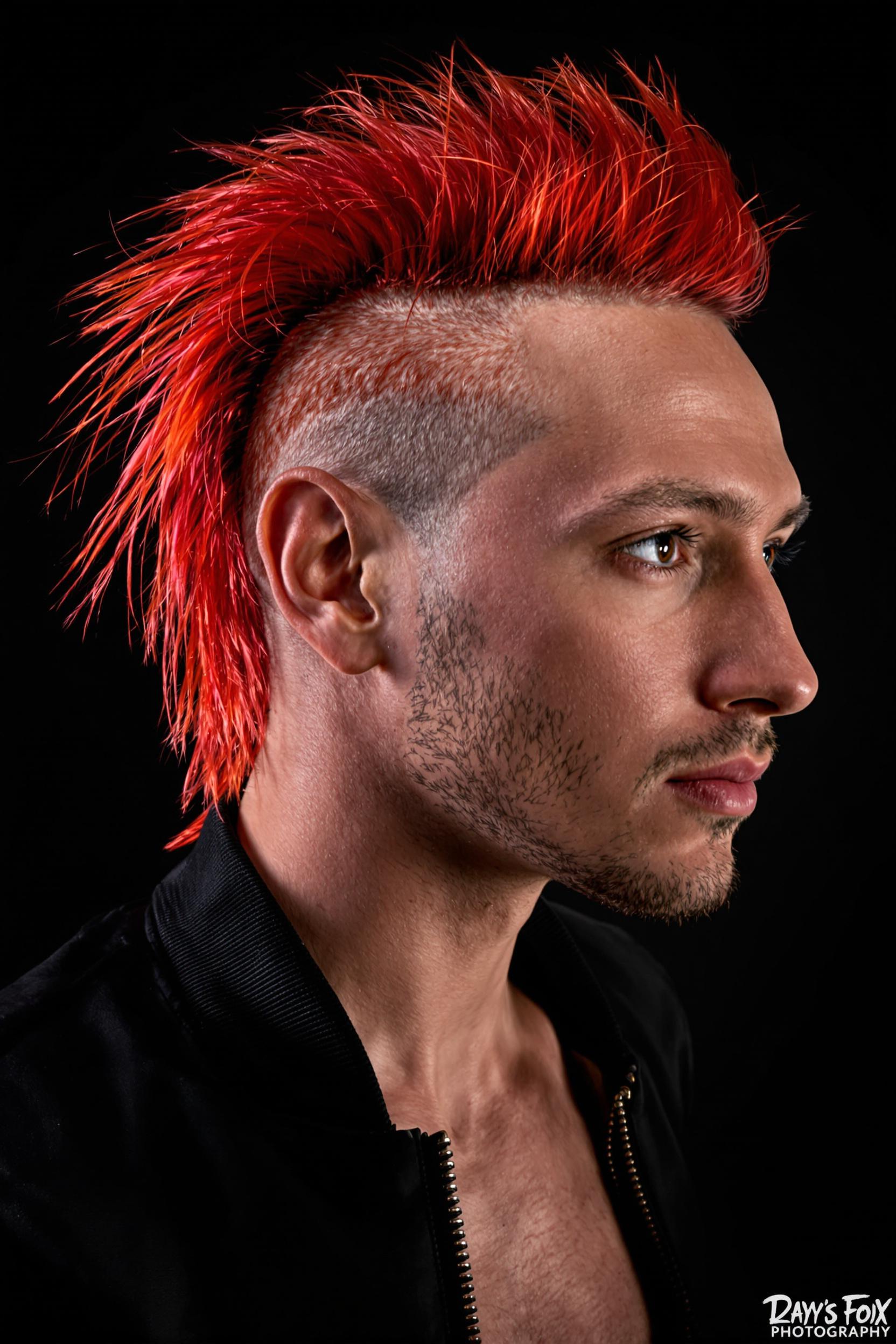 Fiery Red Mohawk Look