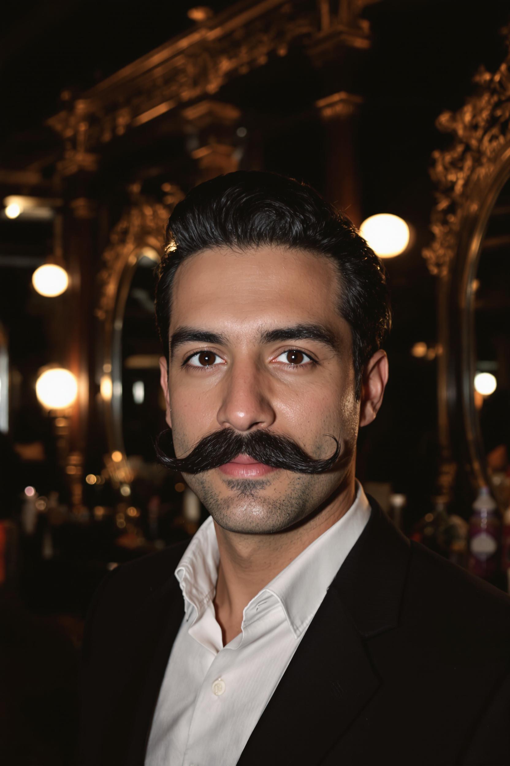 sleek style and mustache