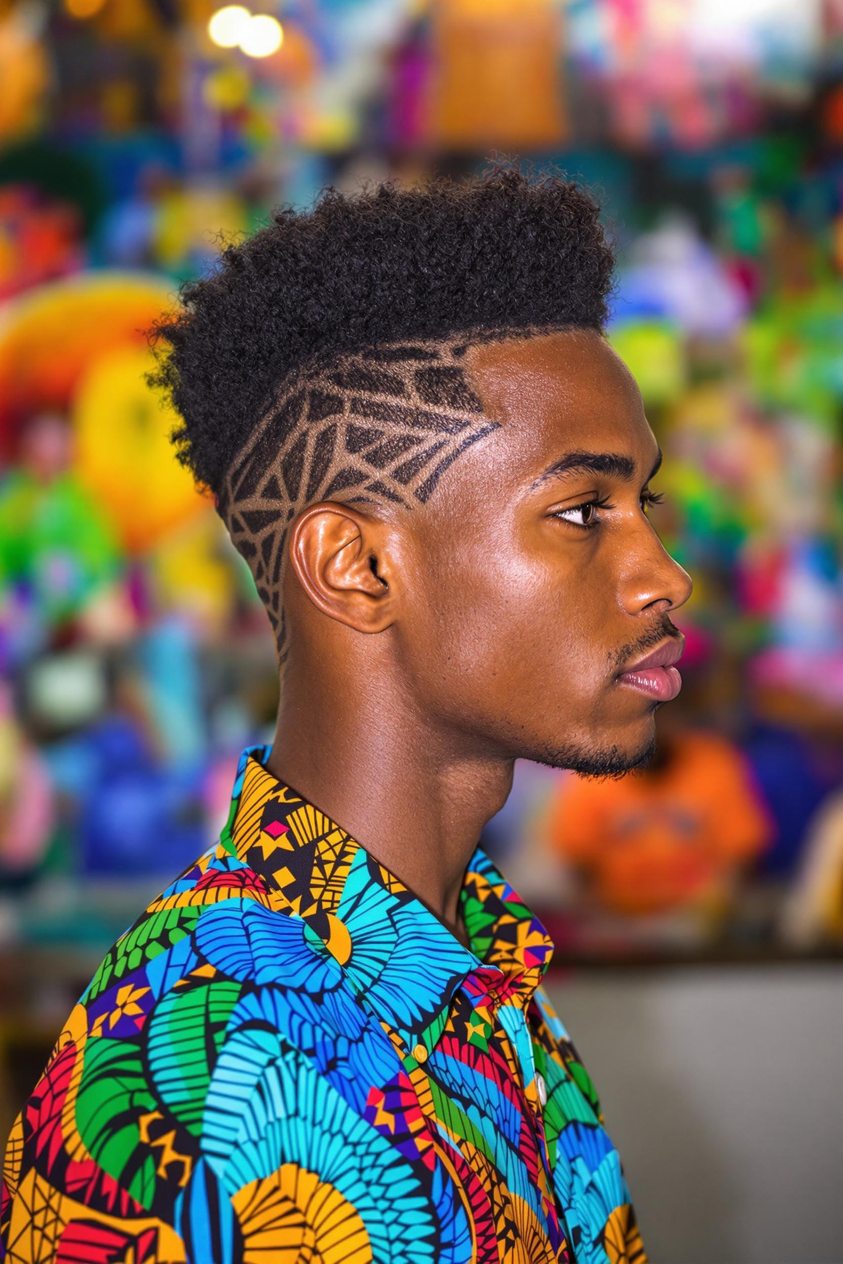Textured Curls and Geometric Fade