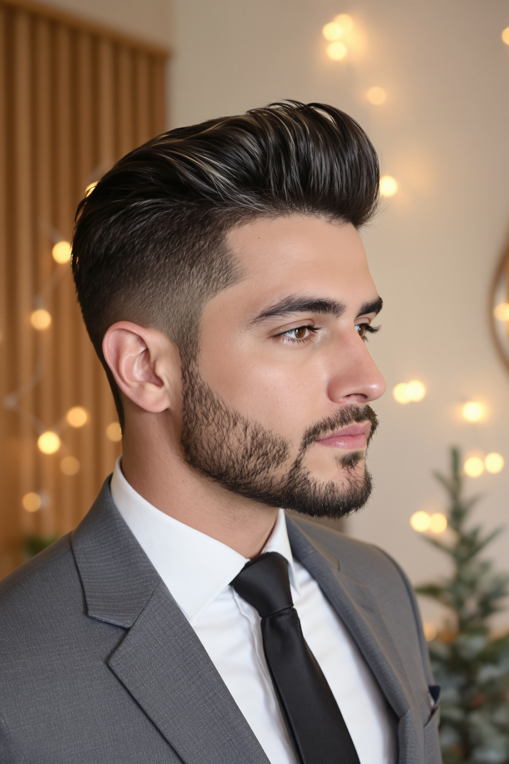sleek modern pompadour style