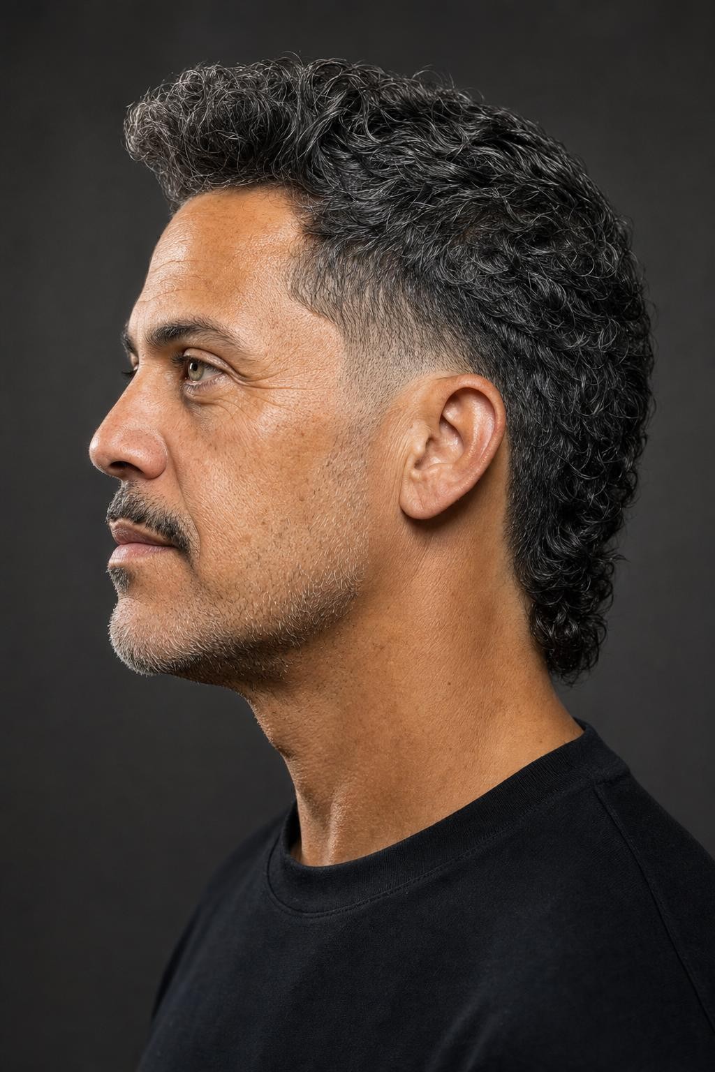Curly Fade Micro Mullet Style