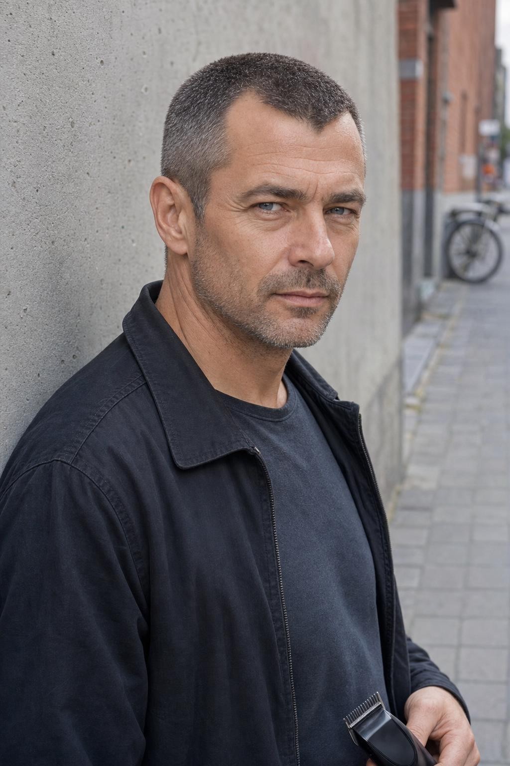 rugged buzz cut with stubble