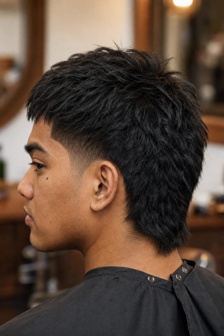 textured choppy micro mullet style