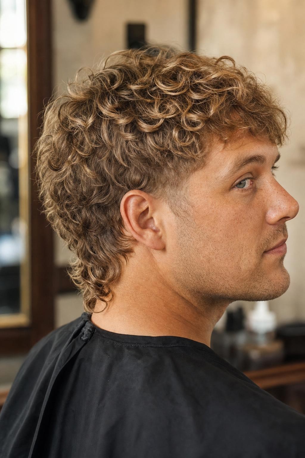 Textured Curly Micro Mullet Style