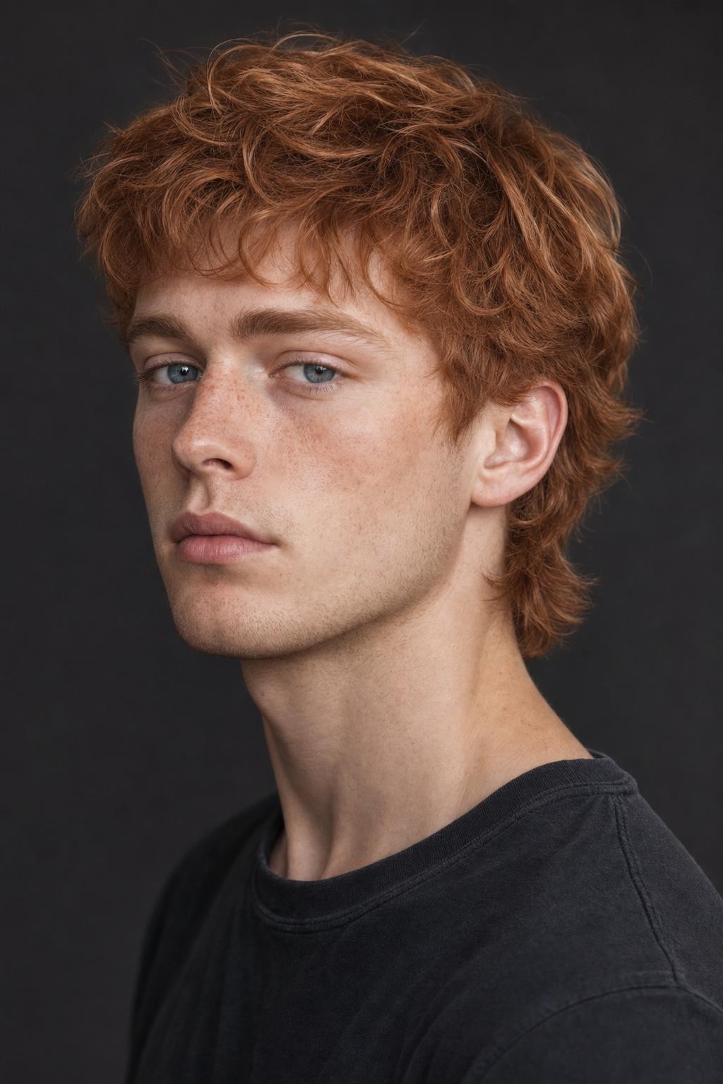 Tousled Red Wavy Micro Mullet